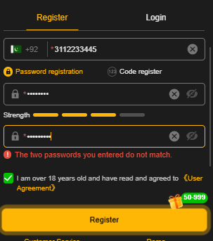 77x666 Games Registration verification step during account creation